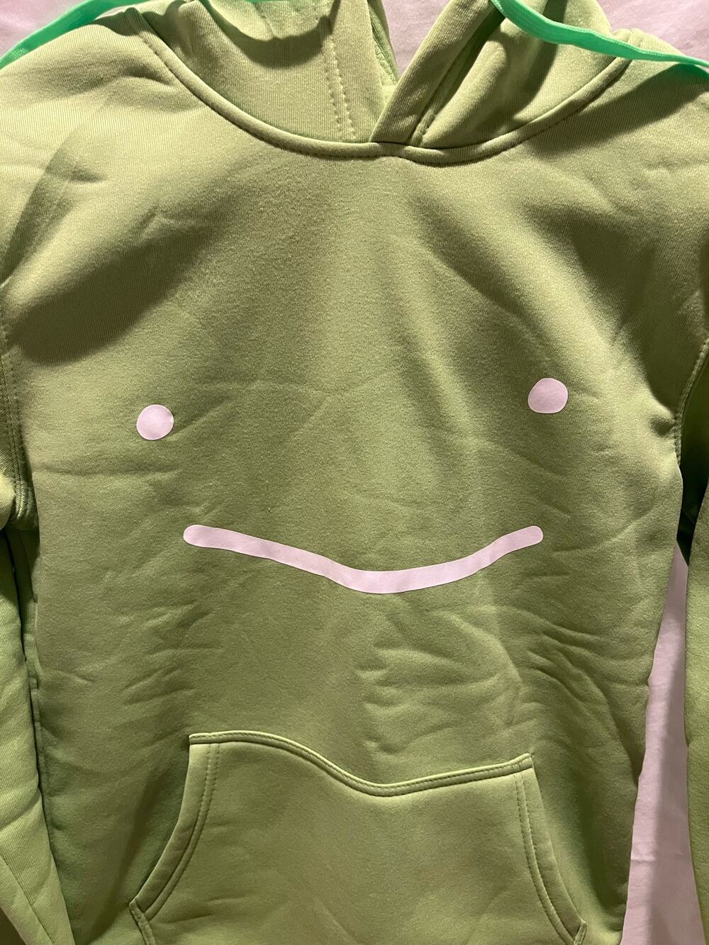 Smile Face Hoodie for Men Women, lime green , size small, casual, cozy
